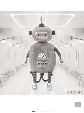Mon Ami RADFORD Robot Plush Fluffy Toddler Backpack
